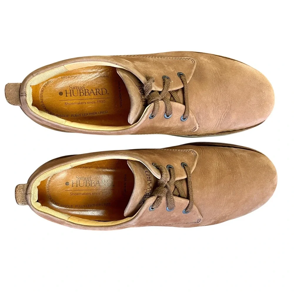 SAMUEL HUBBARD Brown Nubuck Leather Free Oxford Shoes Mens 12‎ Lace Up Vibram
